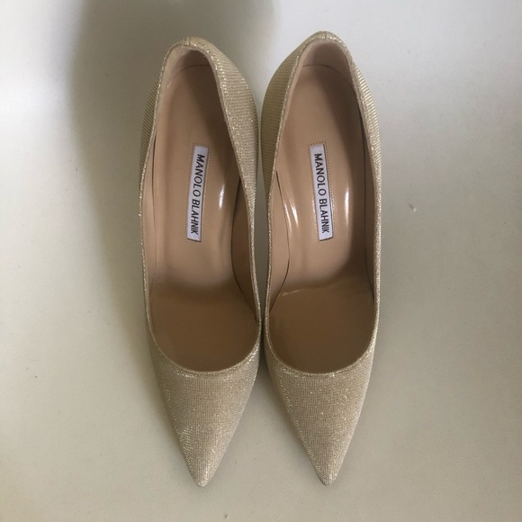 NIB $695 MANOLO BLAHNIK BB  Stiletto Pumps in Champagne - size 36.5! - Picture 4 of 14